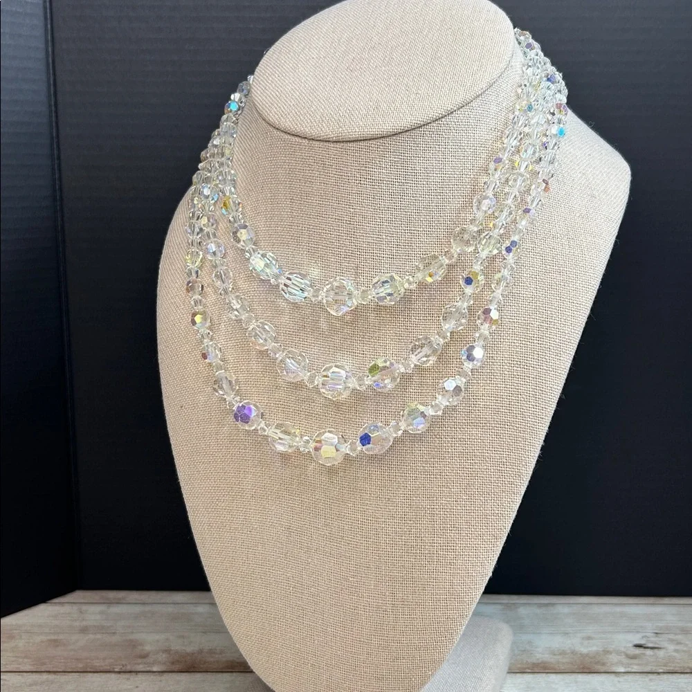 Vintage Crystal AB Beaded Necklace